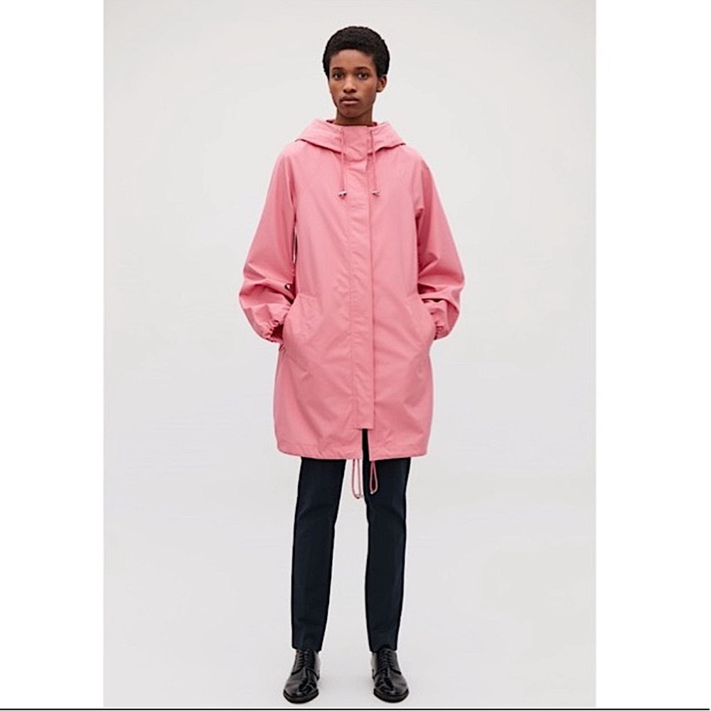 𝙲𝙾𝚂 oversized Jacket with drawstrings in Pink with Hood Size S